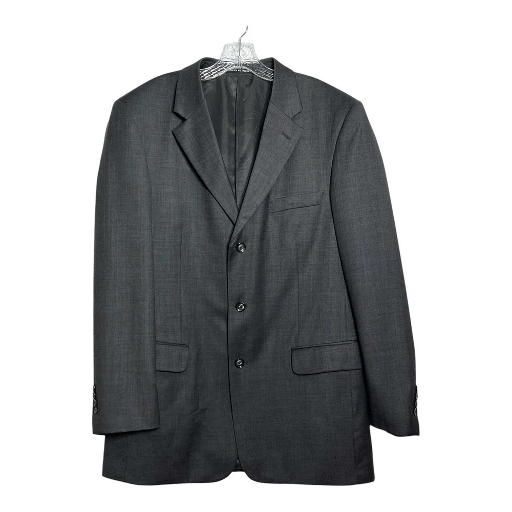 Stafford Mens 42L Charcoal Gray 100% Wool 3-Button Suit Jacket Blazer 551-5035